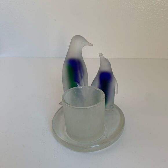 Partylite Penguins Art Glass Votive Holder - Picture 3 of 3